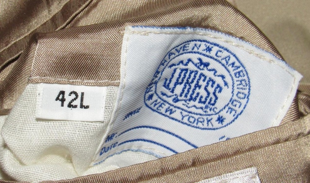 J PRESS Tan 3 Button Cotton Blazer Jacket 42 Long