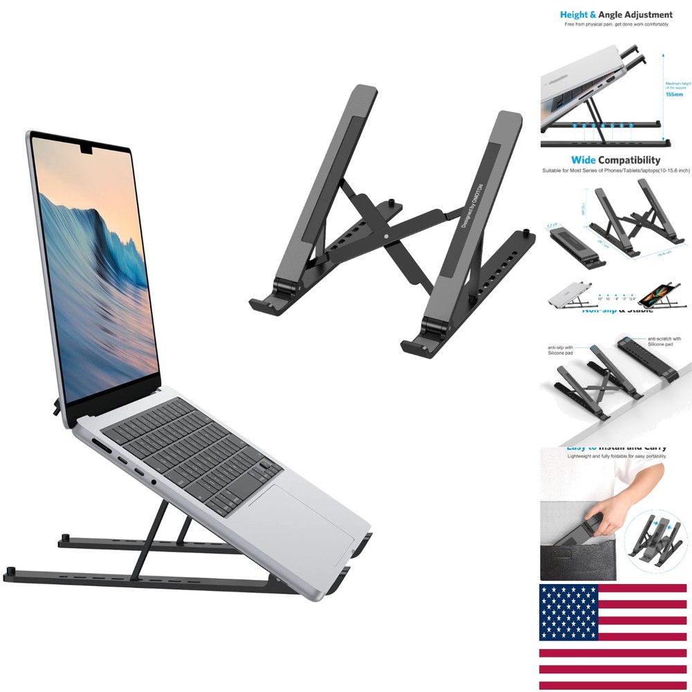 Foldable Laptop Riser with 7 Adjustable Heights - Compatible with All Laptops