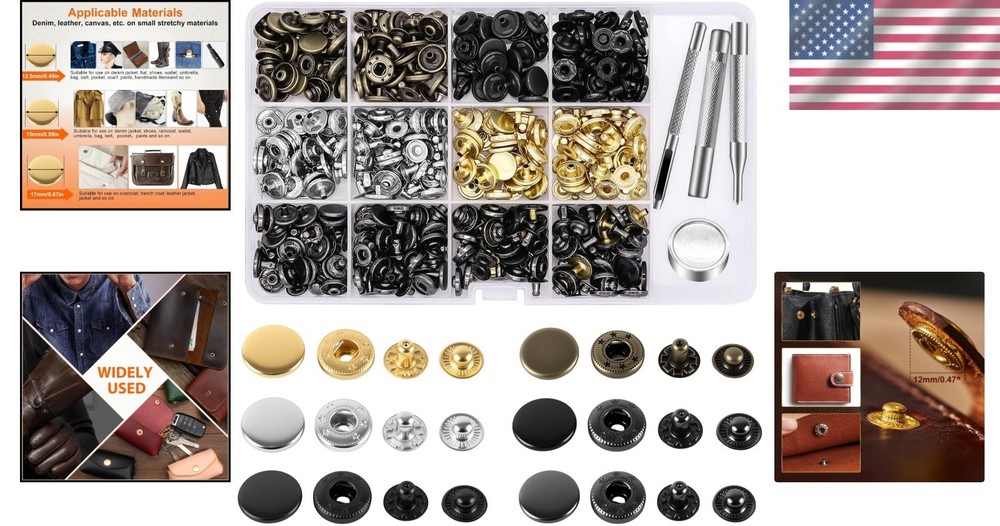 120 Set Leather Snap Fasteners Kit