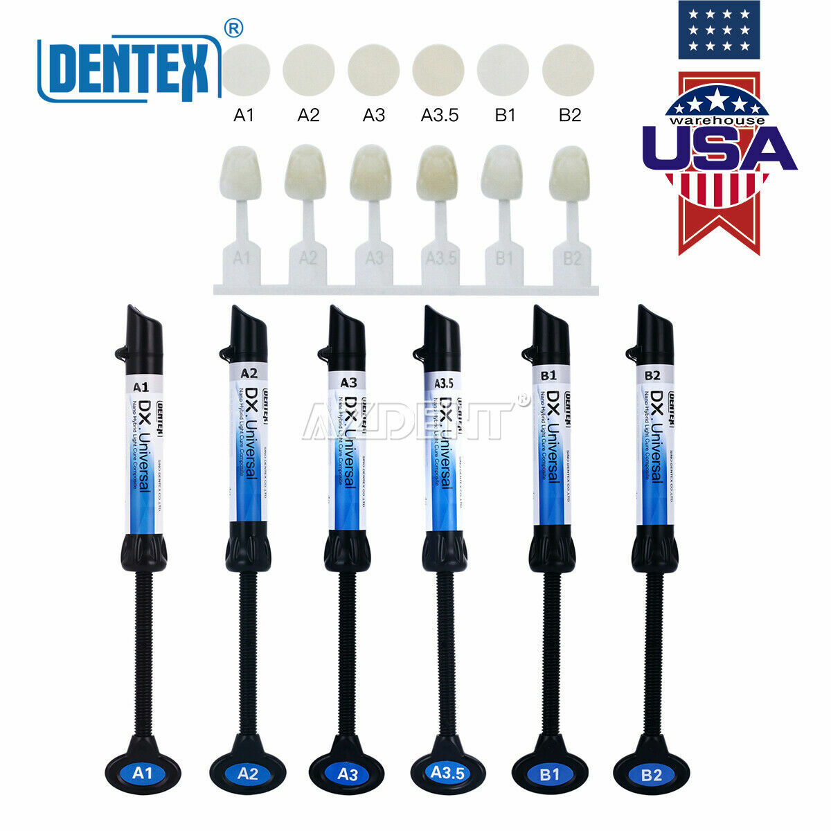 Dentex Dental Universal A1 A2 A3 A3.5 B1 B2 Recambio de Resina Compuesta de Foto