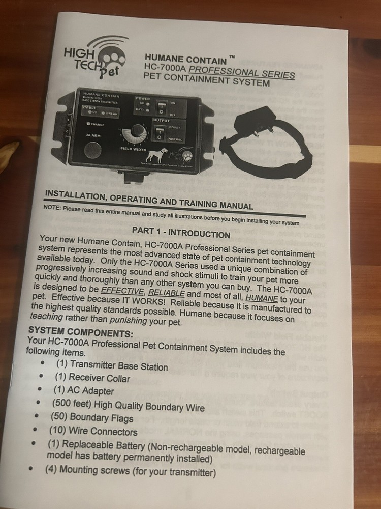 NOS Humane Contain Super System HC-7000 Advanced Pet Containment System