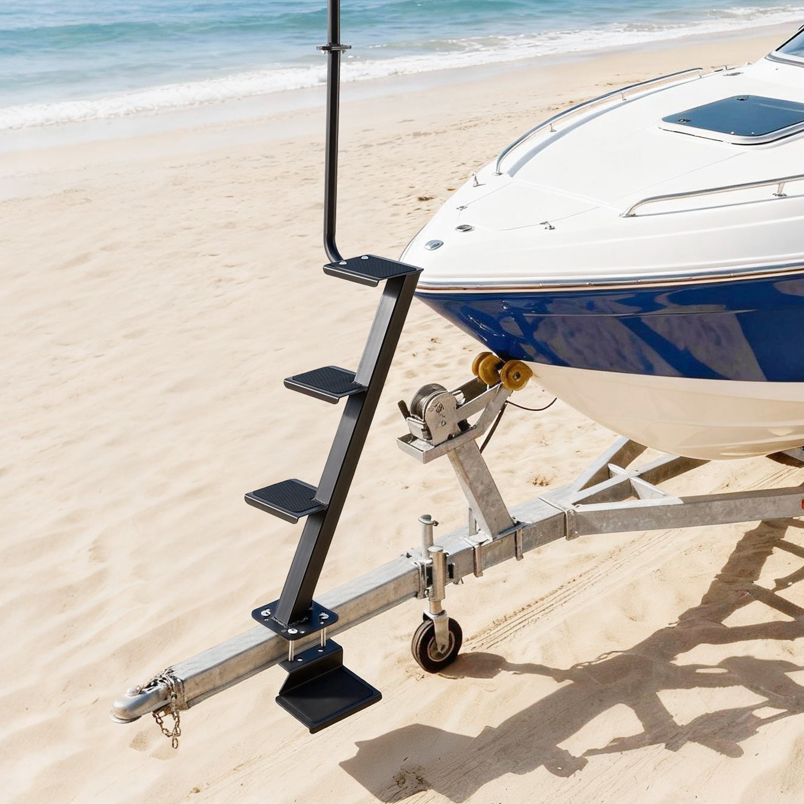 VEVOR Boat Trailer Steps Heavy Duty Boat Steps with Handle 4 Step Bottom Mount