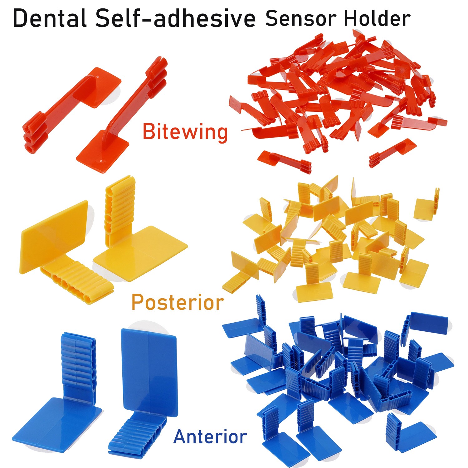 100Pcs Dental X-ray Sensor Holder Self-Adhesive Bite Block fits Ring Arm US