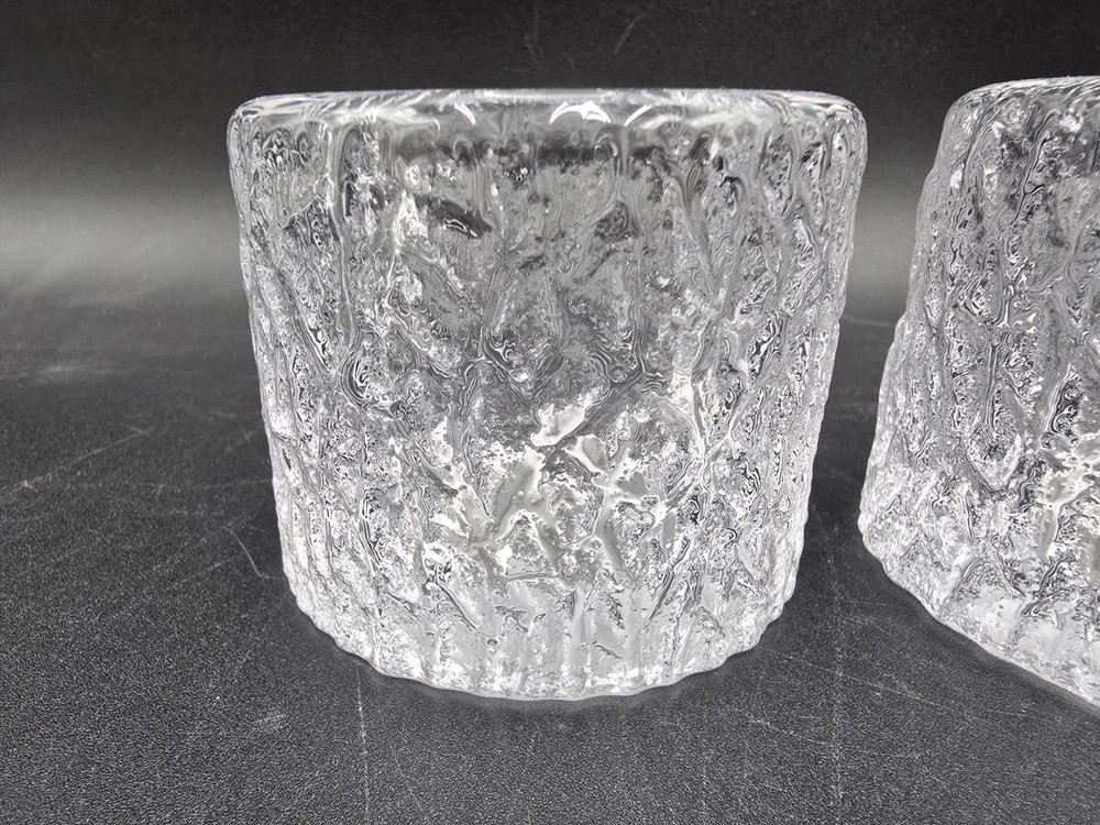 2 PC MCM Thick Ice Glacier Candle Holders