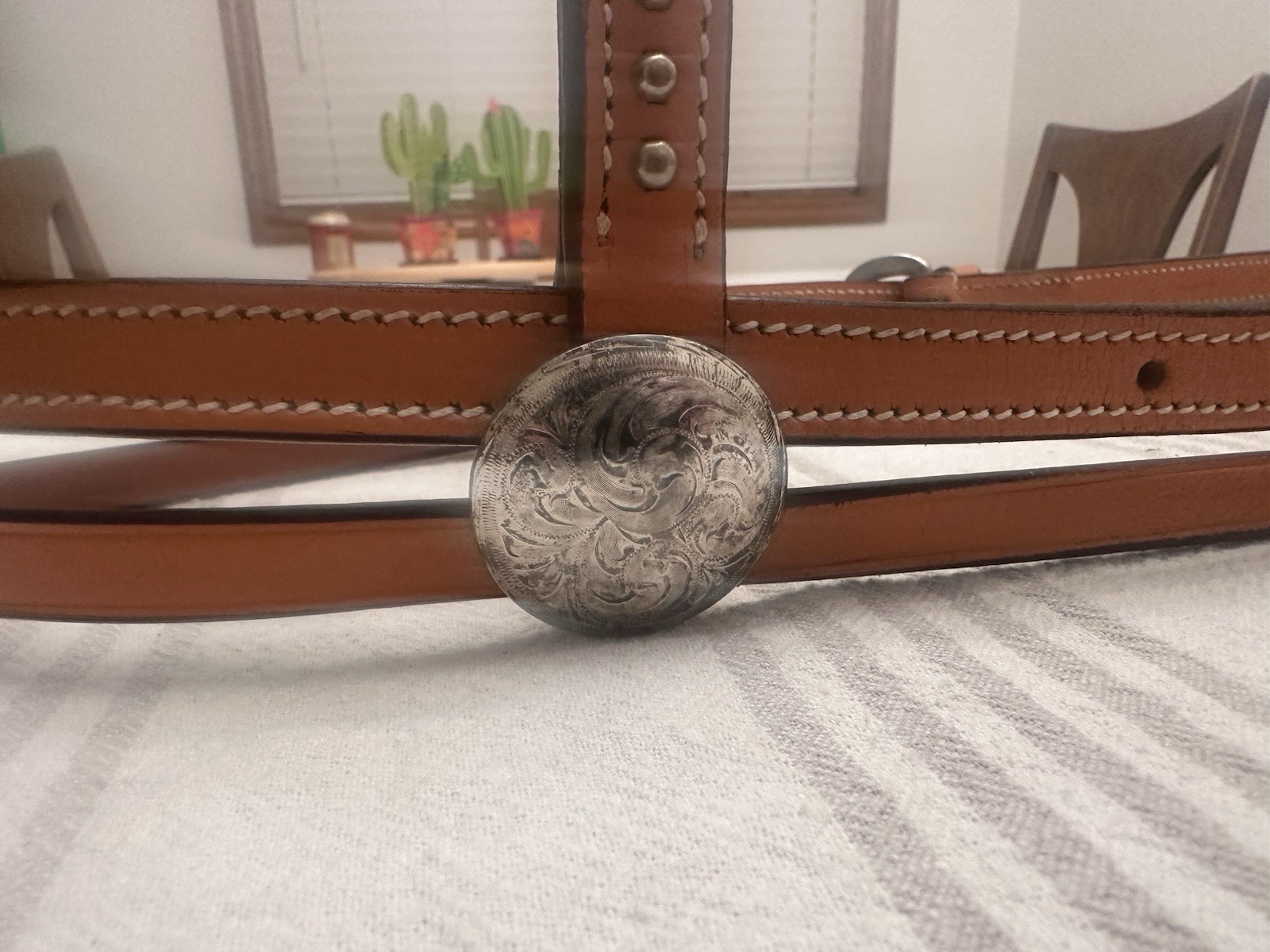 Vintage Champion Turf & Reins, Bridle leather Southwestern Style Silver Accent