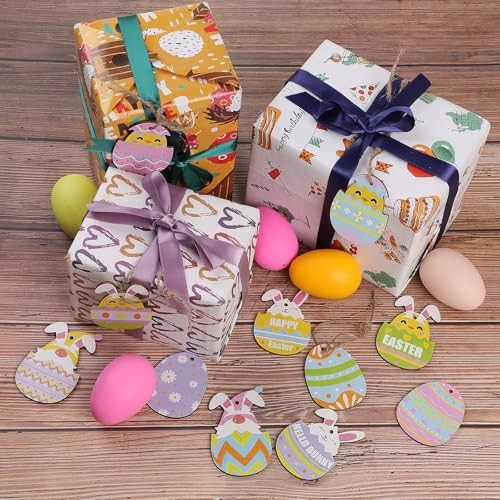 WD&CD 24Pack Easter Egg Wooden Ornaments, Easter Resurrection Eggs Easter Tree