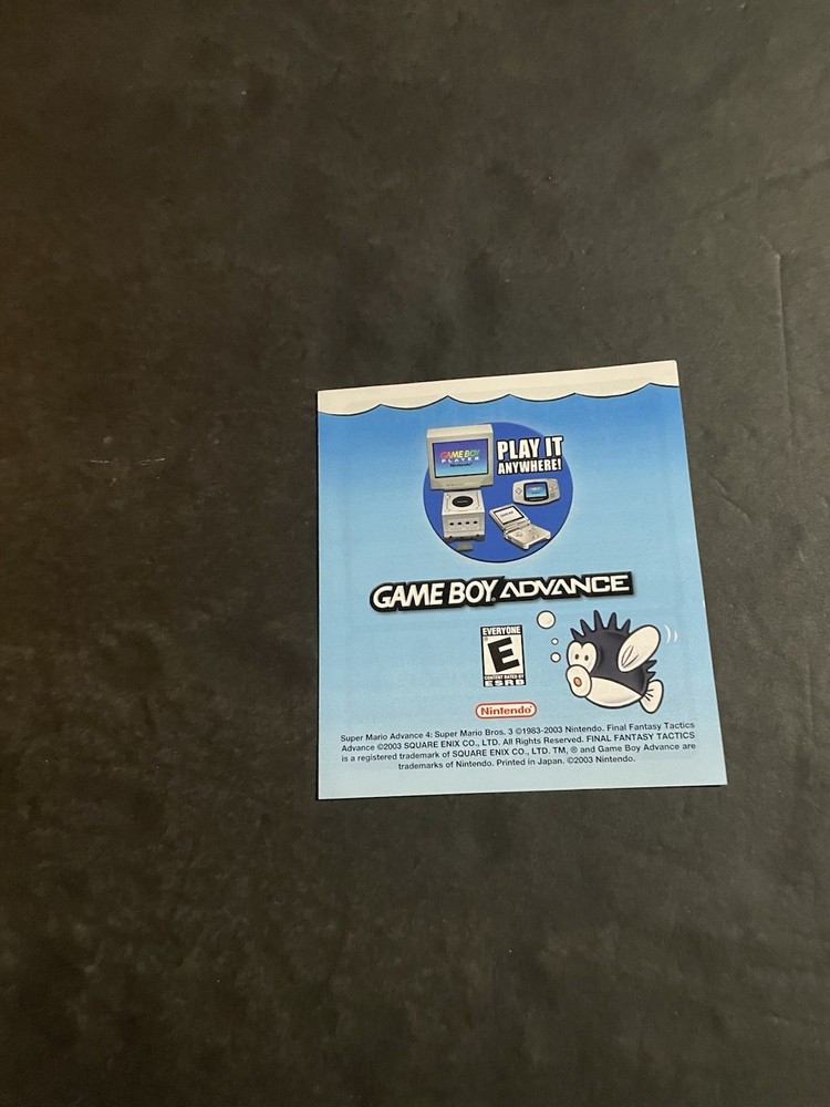 Super Mario GBA Offer Insert only