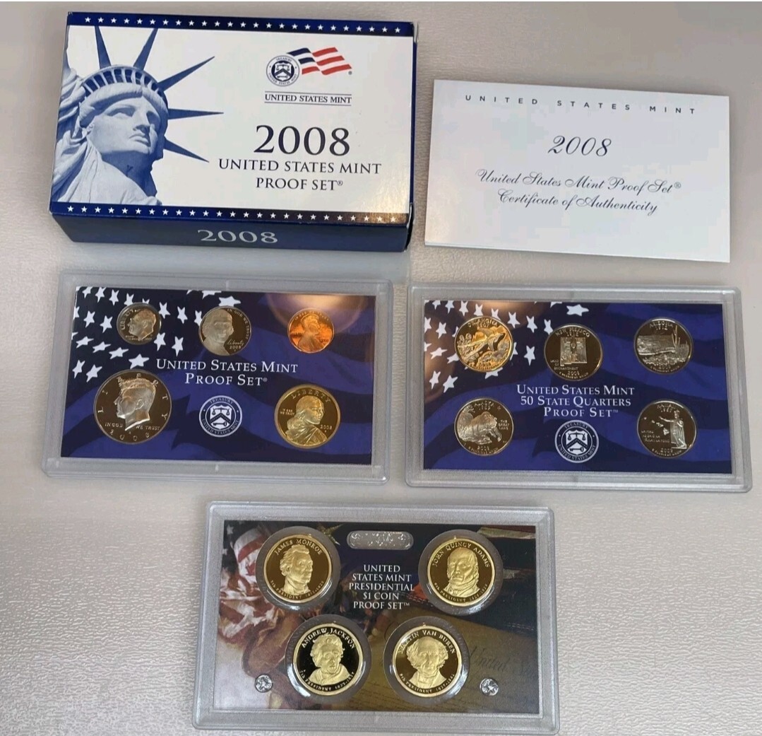 US Mint 10 Annual Proof Sets 1999-2008 OGP Box & COA 109 Coins Estate Sale Lot