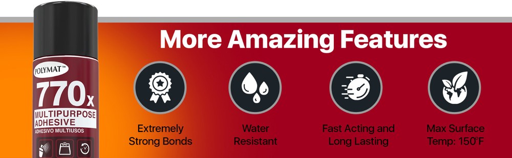 Polymat 770X MULTIPURPOSE POOL TABLE CLOTH INSTALLATION CLEAR MIST ADHESIVE GLUE