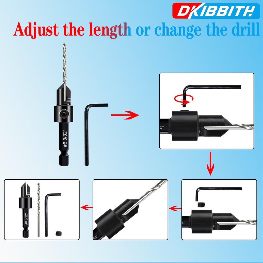 DKIBBITH 12-Piece Countersink Drill Bit Set with 12 Piece