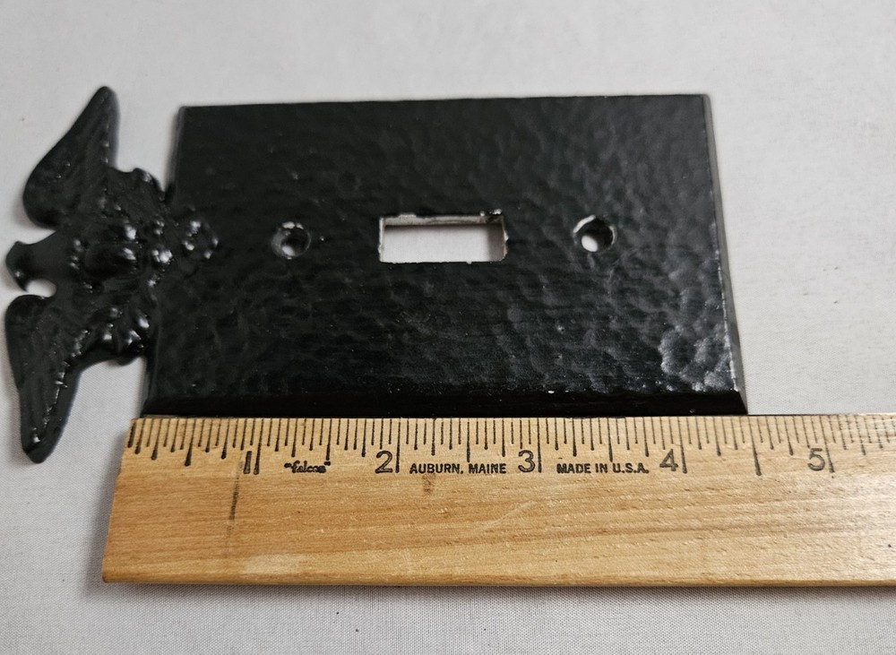 Vintage Black Hammered Eagle Single Light Switch Plate Cover Metal Rustic