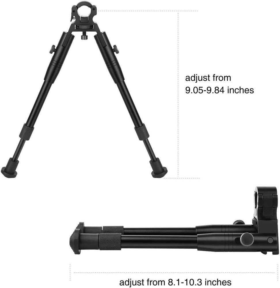 Clamp-on 6-9 inch Bipod for Rifles Round Mount Quick Release Foldable Adjustable