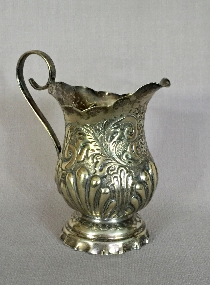 Antique Repousse Nickel Silver Cream Pitcher
