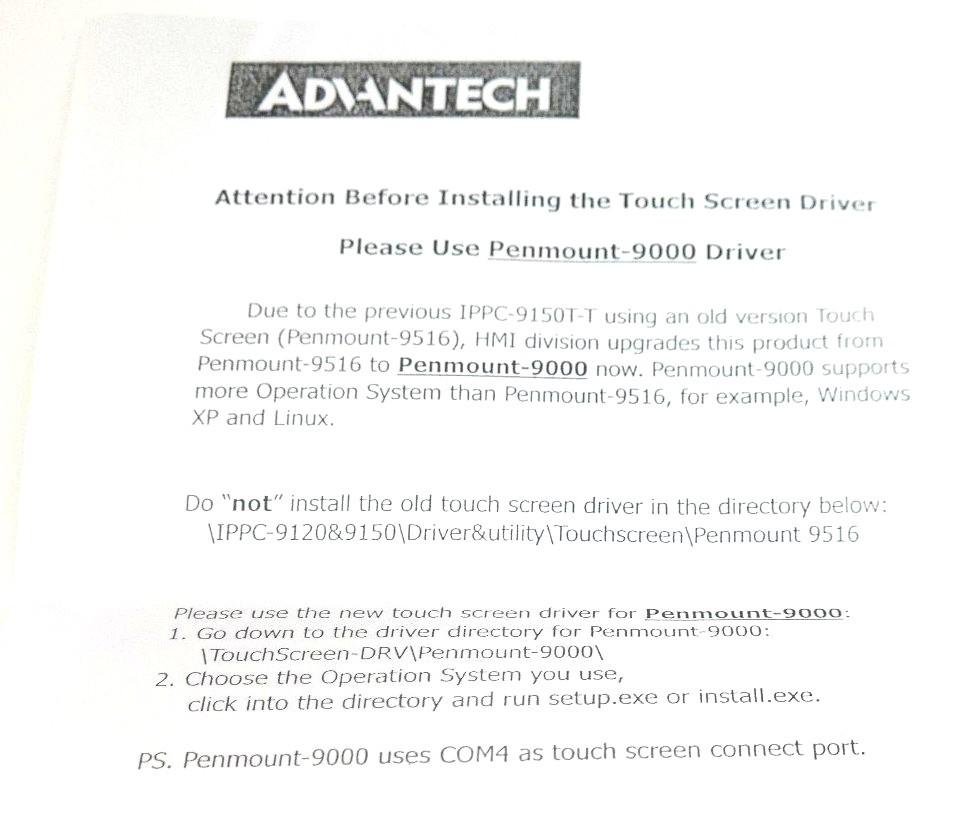 NEW ADVANTECH PENMOUNT 9000 TOUCHSCREEN DRIVER INSTALLATION KIT