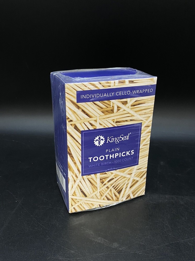 Kingseal 1000 Count Individually Cello Wrapped Plain Birch Toothpicks