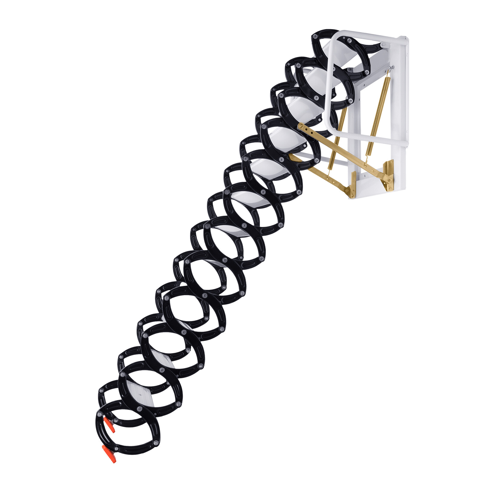 10ft Pull Down Folding Attic Ladder 12 Steps Anti-slip Wall-mounted Stairs