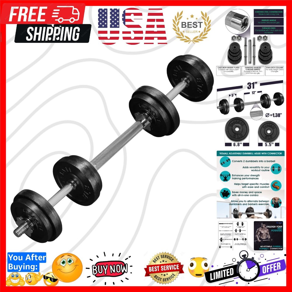 Adjustable Weights Dumbbells Set - Exercise & Workout Equipment for Home Gym,...