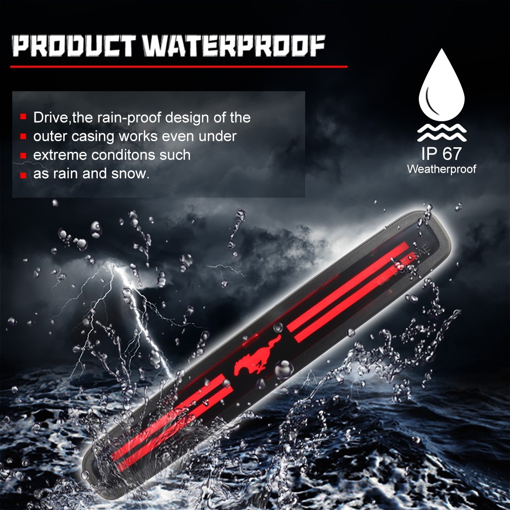 Smoked Lens Pony Red LED Third 3rd Brake Stop Light For 2005-2009 Ford Mustang