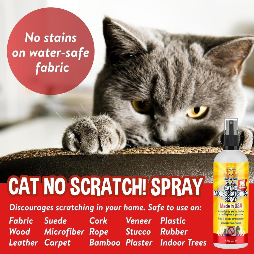 8 Fl Oz Cat Scratch Deterrent Spray - Non-Toxic Essential Oils for Safe Training