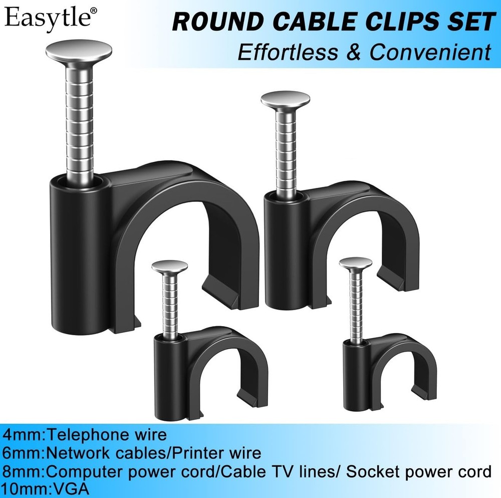 "Assorted Sizes Black Cable Tacks - Essential Tool for Easy Cable Management "