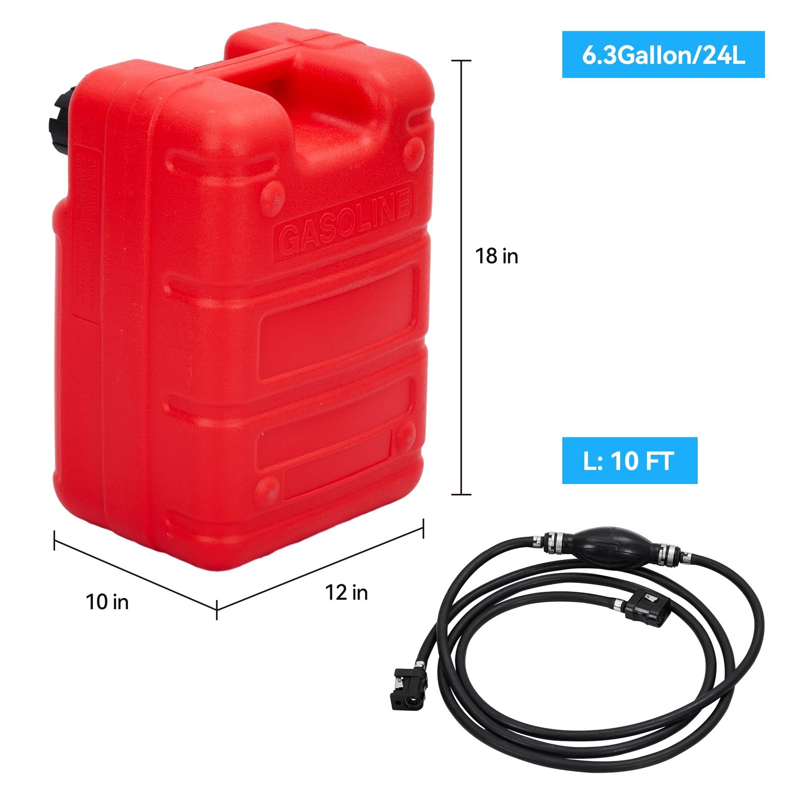 6Gallon Portable Tank,Marine Tank,Outboard Boat Gas Tank With Line,Easy to Carry