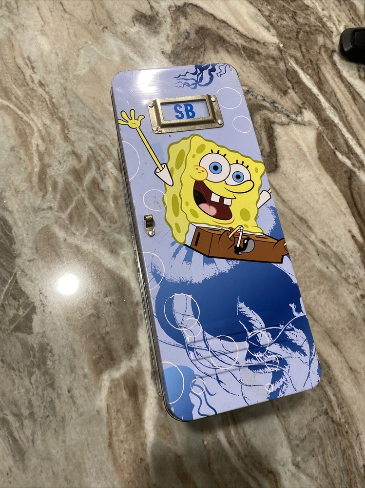 SpongeBob SquarePants Tin Box Hinge Pencil Box Storage 2011 Locker