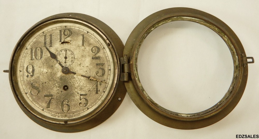 Vintage Seth Thomas 7" Brass Case Ship's Clock