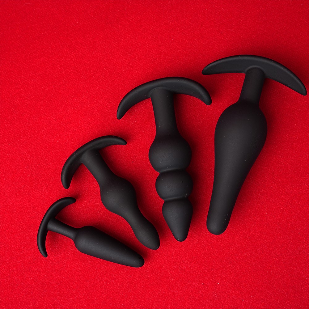 4PCS Silicone Anal Butt Plug Training Starter Kits Beginner Dildo Trainer Set US
