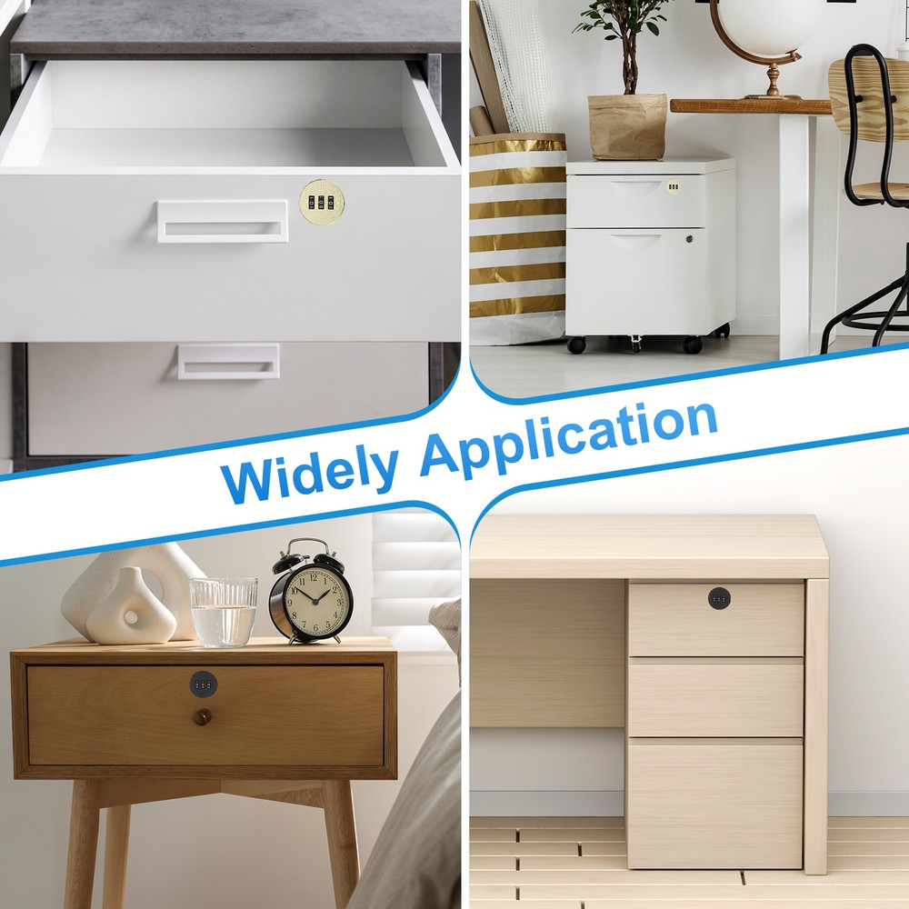 3/4 Inch Combination Cam Lock, Password Coded Cabinet Lock, Black