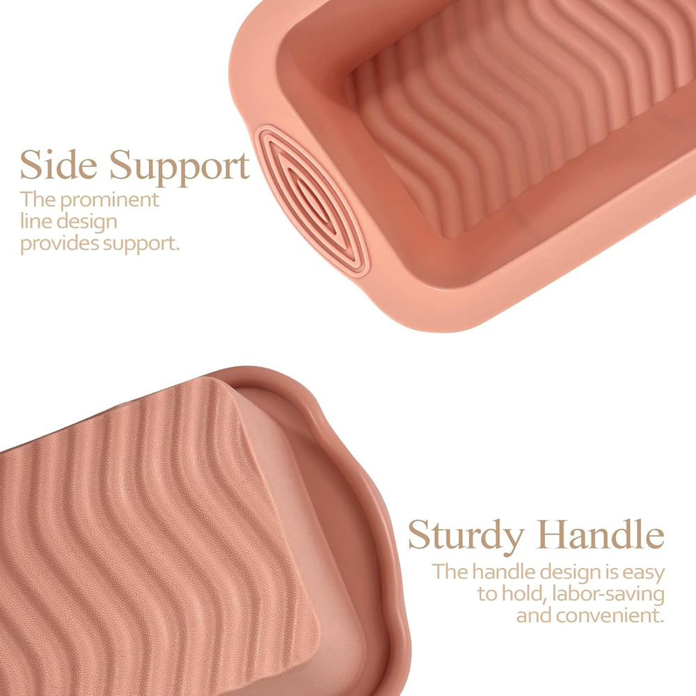2 Pc Silicone Bread Loaf Pan Set Non Stick Rectangular Baking Molds Easy Release