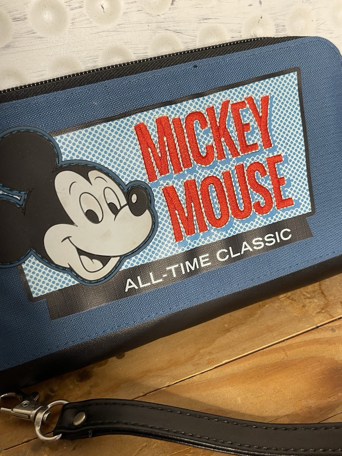 Disney Parks Blue Teal Mickey Mouse All-Time Classic Wristlet Wrist Wallet
