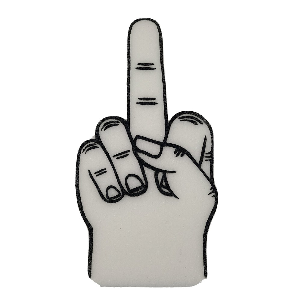 FOAM MIDDLE FINGER HAND HANDWARE 18" MADE IN USA withe black