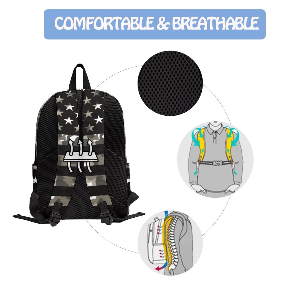 Flag 3PCS Backpack Set for Teens Elementary Middle High School, 17 Inch Light...
