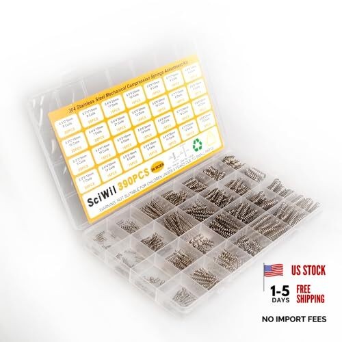 390-Piece Compression Spring Assortment Kit, 28 Sizes Small Springs Set,