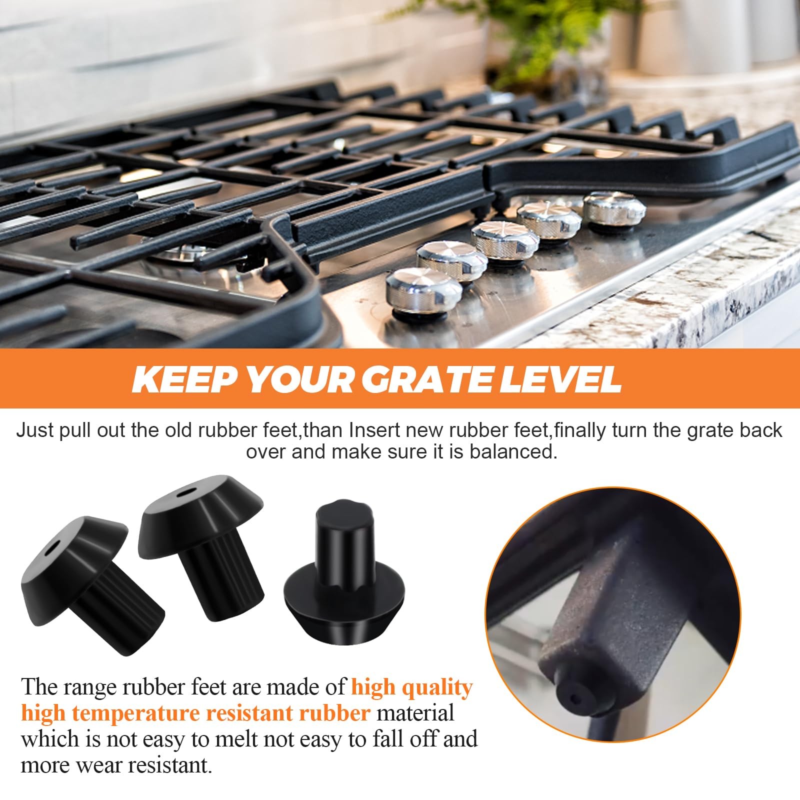 Stove Gas Range Grate Rubber Feet Bumper Frigidaire Gallery Kit Replacement