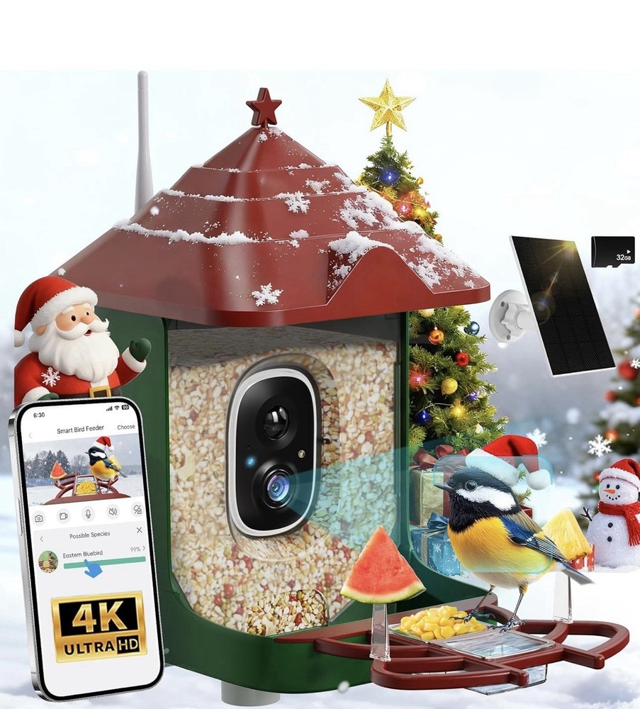 Smart Bird Feeder with Camera, Solar Panel & 5200mAh Battery,