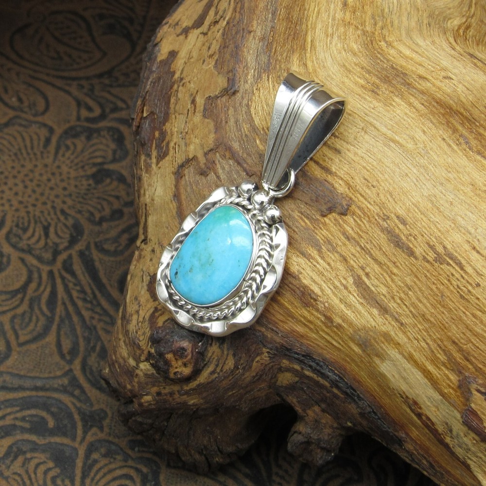 Simple Southwestern Sterling Silver Turquoise Pendant