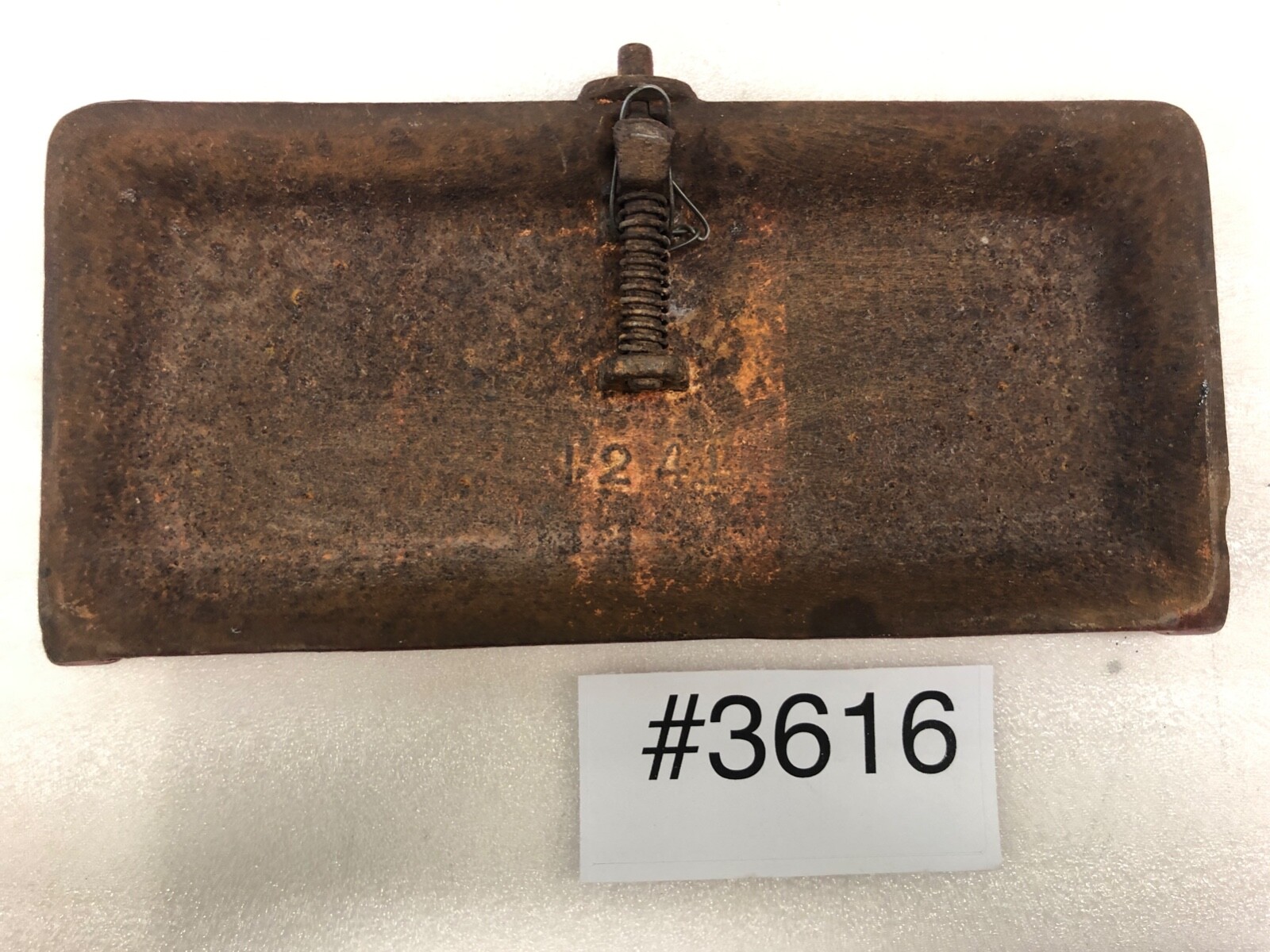 Frost & Wood Smith’s Falls Canada Cast Iron Drawn Mower Toolbox Lid No. 1241 RED