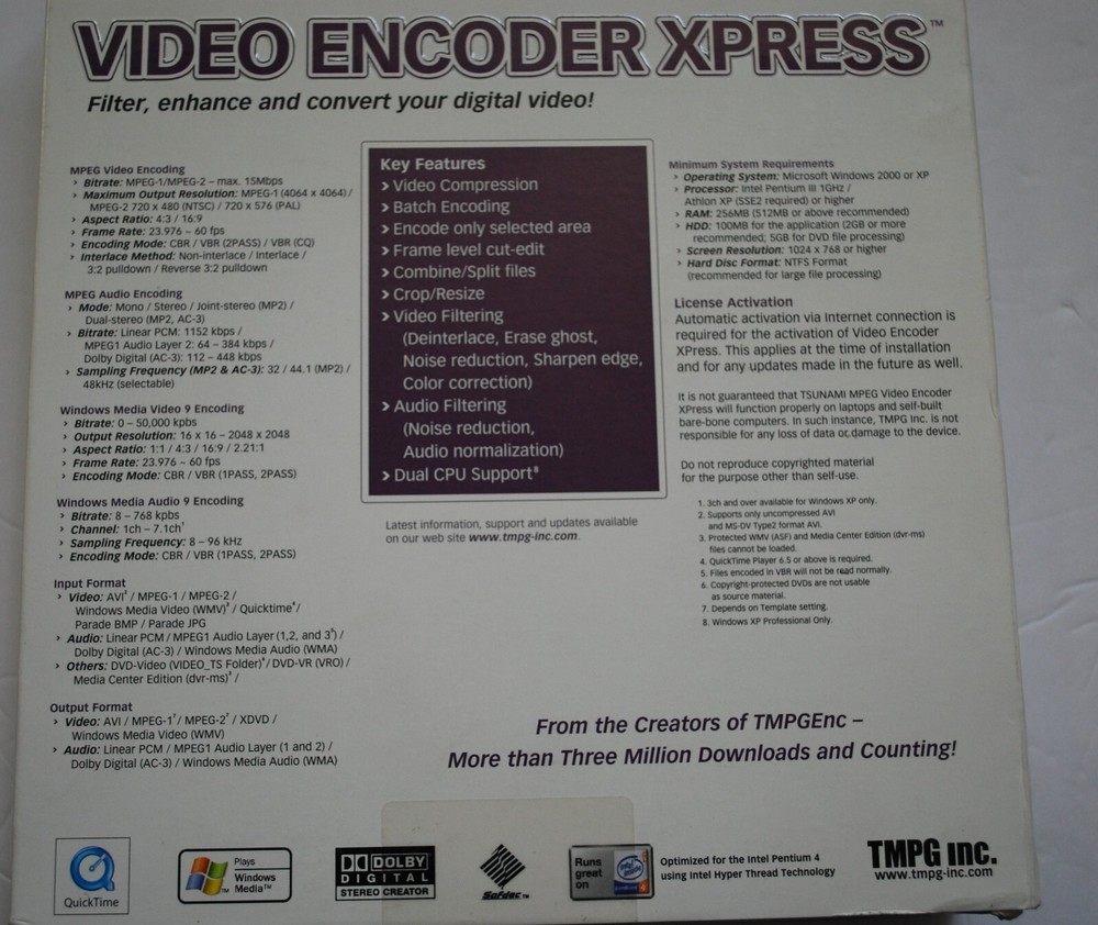 TSUNAMI VIDEO ENCODER XPRESS CONVERTS DIGITAL VIDEO WINDOWS 2000/XP