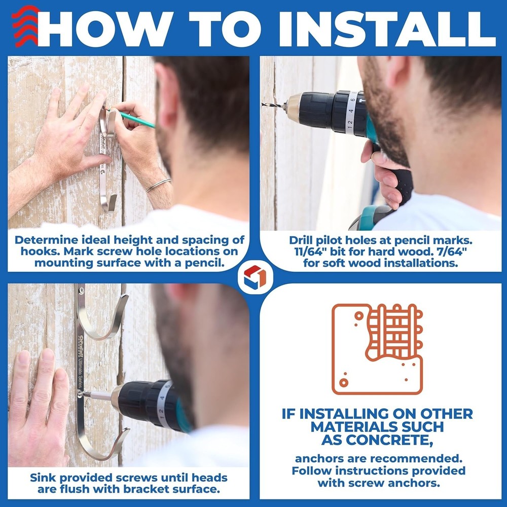 Versatile Pool Pole Hangers - Lifetime , Easy Install - Silver Finish