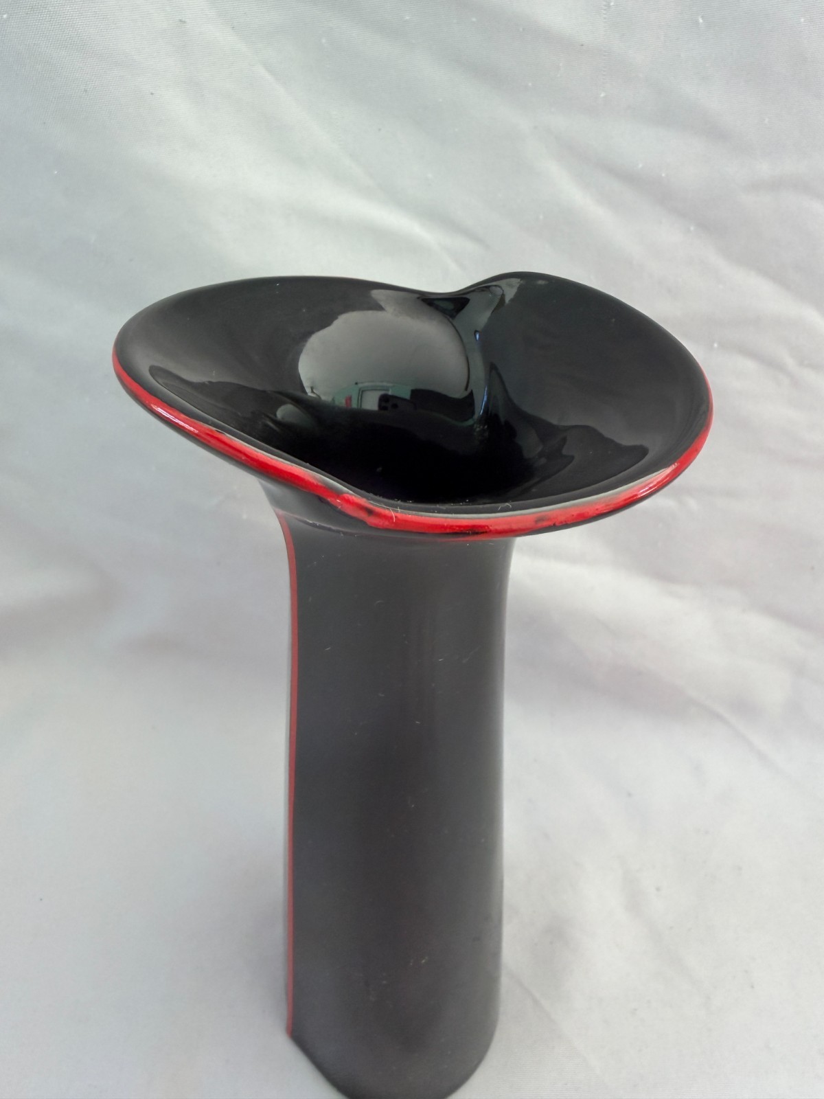 Japanese Black with Red Stripe Bud Vase Yamaji