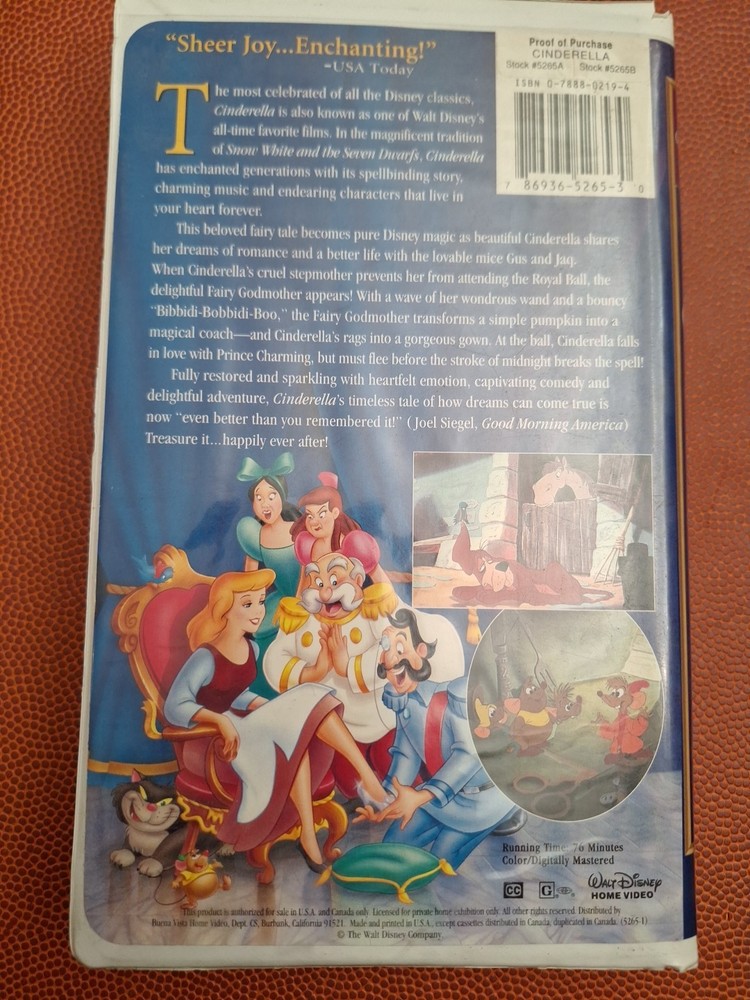 Walt Disney Cinderella VHS