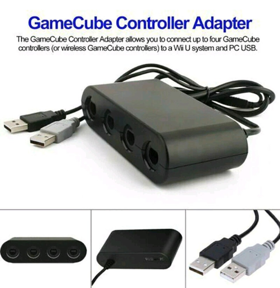 EVORETRO 4 Port Adapter for Gamecube Controller Wii U, Switch, and PC USB
