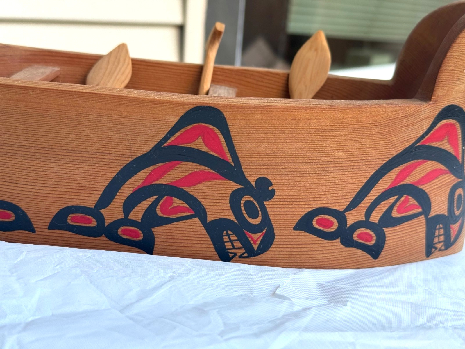 Northwest Coast Native Art Large Killerwhale Canoe Journey sculpture carving