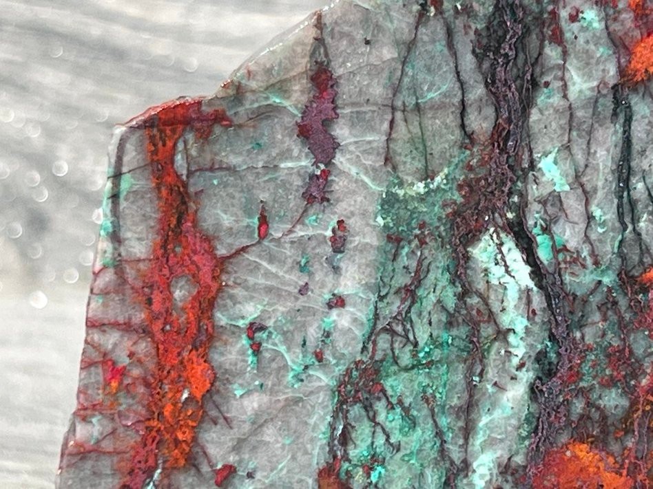 Sonora Sunrise Sunset Chrysocolla Cuprite 4.25"x2.5" Lapidary Rough Slab S2