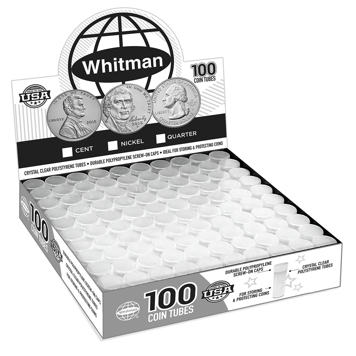 Whitman® Round Coin Tubes – Quarters - 100 Count