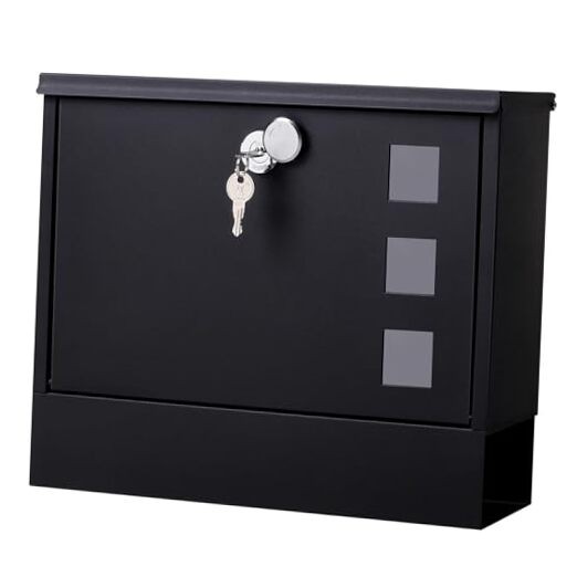 Locking Mailbox Wall Mount for Outside–  Mailboxes with Key Lock for Black