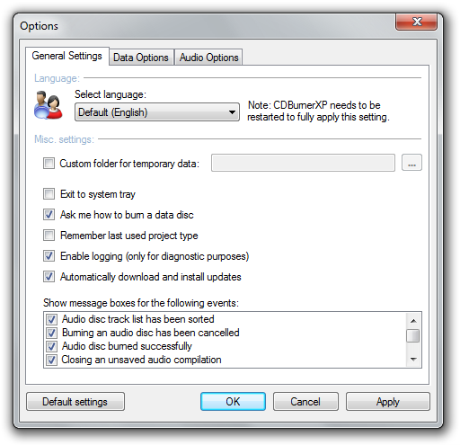 CDBurnerXP CD DVD burning software for Windows