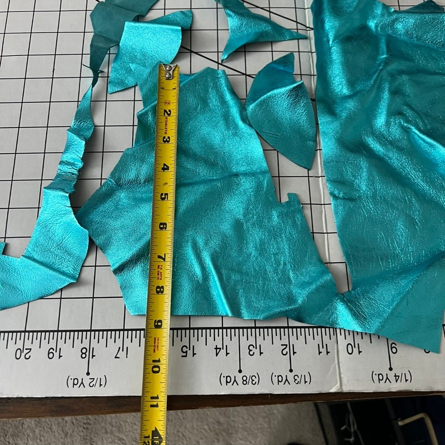 Turquoise Leather Scraps Fabrics