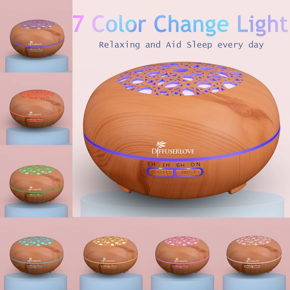 Diffuserlove Essential Oil Diffuser 550ML Remote 8 Piece Set, Yellow